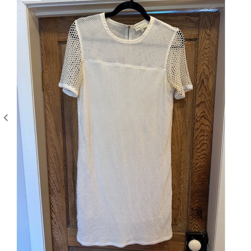 Rag & Bone Luna Mesh Sheath Dress White with silk underlay Size M